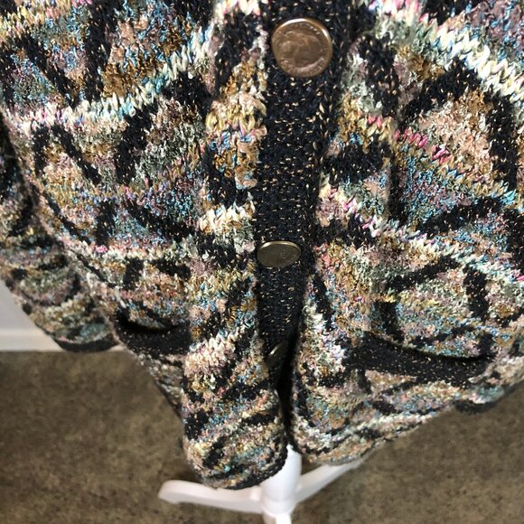 ✨ Rare C. Priva Vintage Metallic Knit Cardigan – Constantine Coin Buttons - Picture 6 of 13